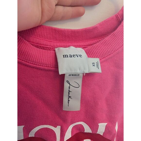 NWOT Anthropologie Jordan Nickson Bisou Bisou Sweatshirt Pink French Size XS - Picture 3 of 5